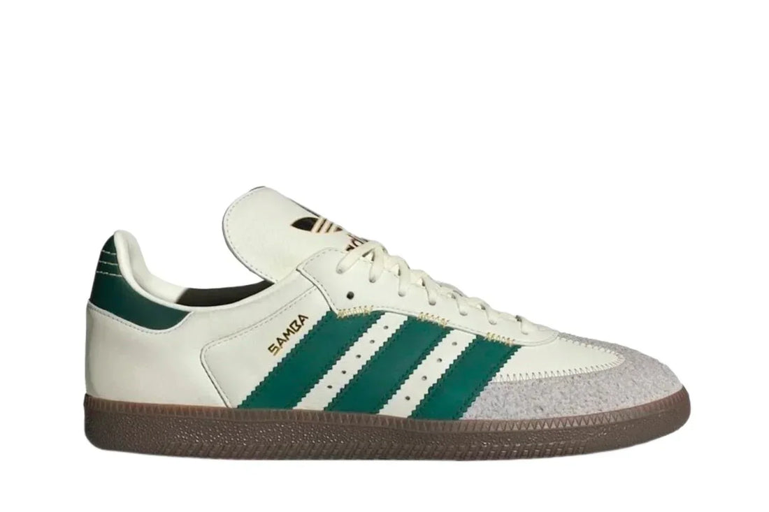 Tênis Adidas Samba OG Ivory Collegiate Green Branco vista lateral