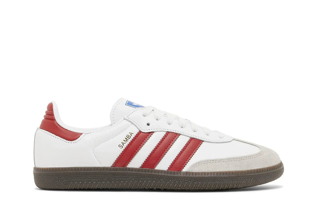 Tênis Adidas Samba OG White Scarlet Branco vista lateral