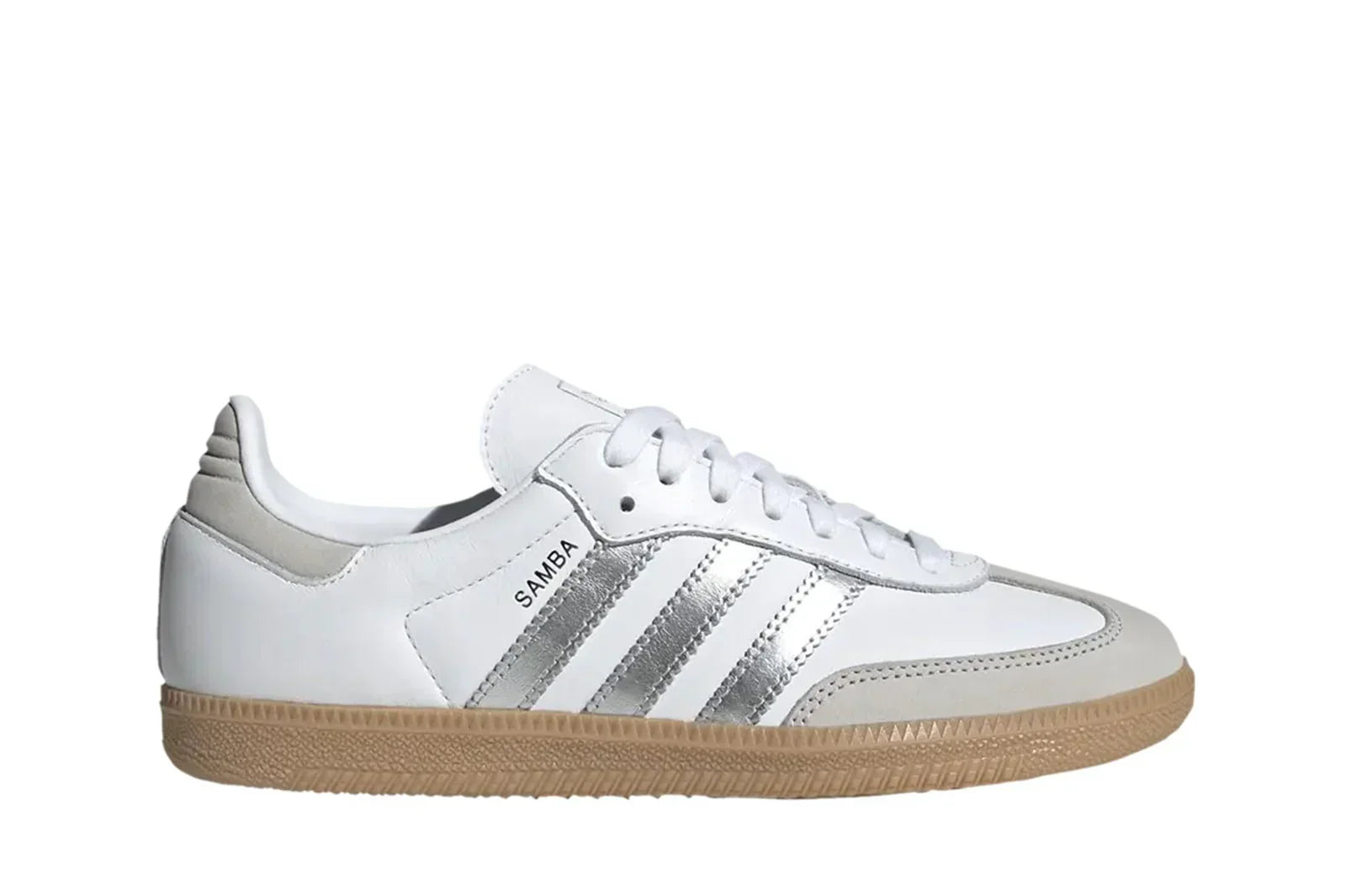 Tênis Adidas Samba Og Cloud White Silver Metallic Branco vista lateral