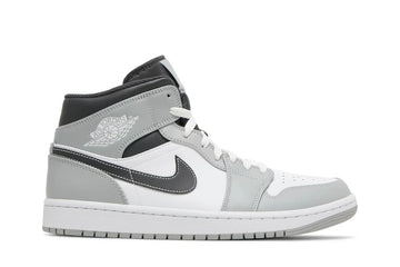 Tênis Air Jordan 1 Mid Light Smoke Grey Cinza vista lateral