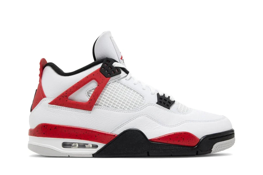 Tênis Air Jordan 4 Retro Red Cement Branco vista lateral