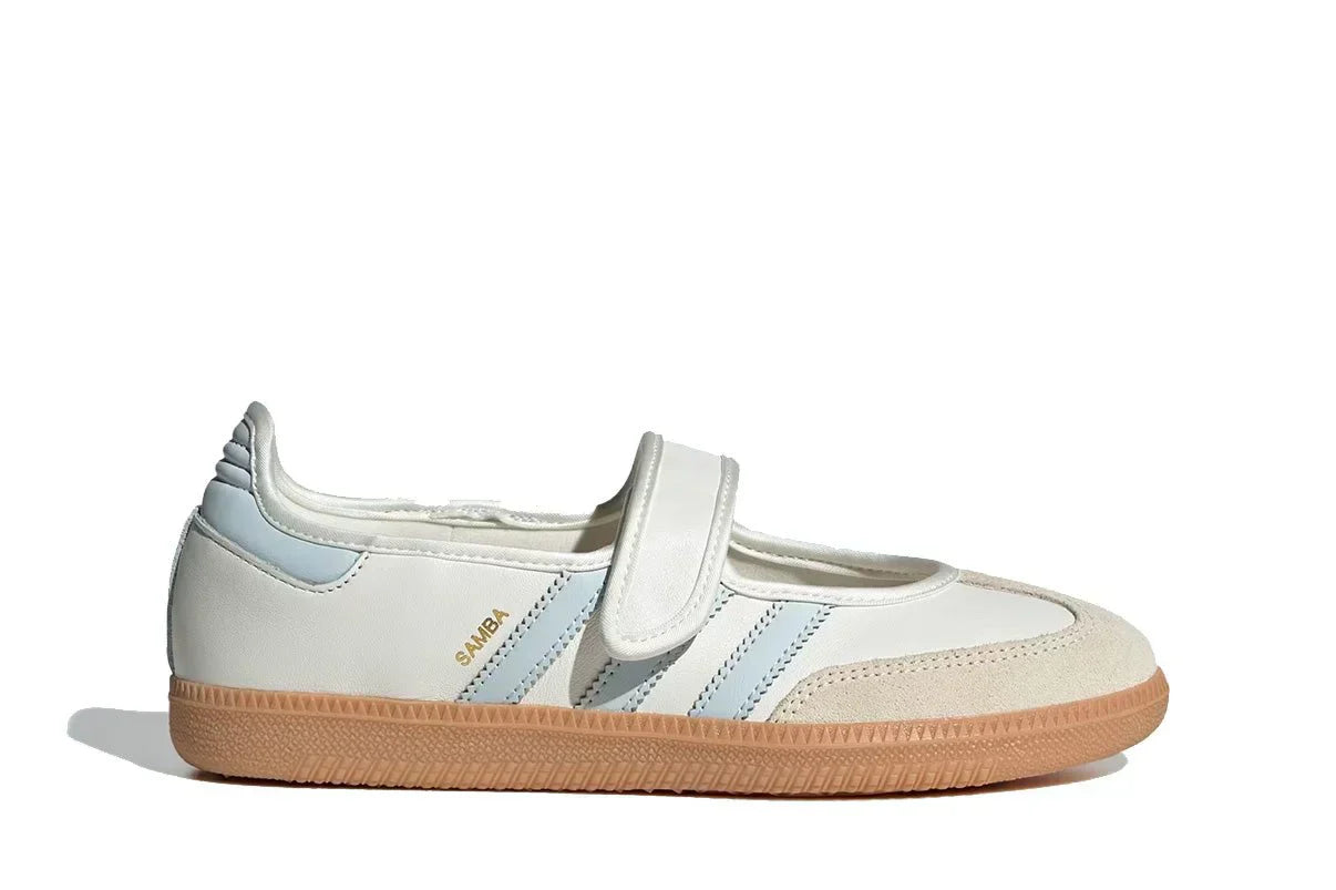 Tênis Adidas Samba Jane White Blue Gum Branco vista superior