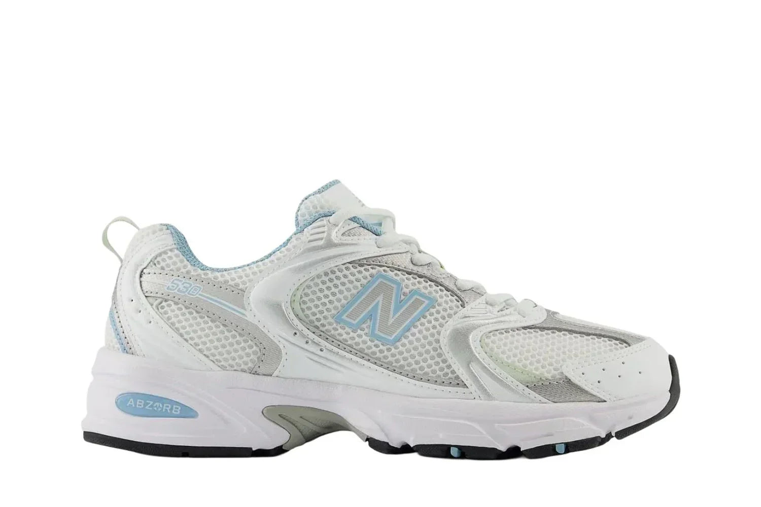Tênis New Balance 530 White Chrome Blue Branco detalhe do solado